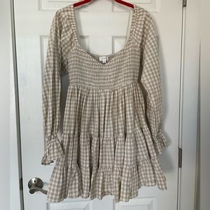 Gingham tiered mini dress